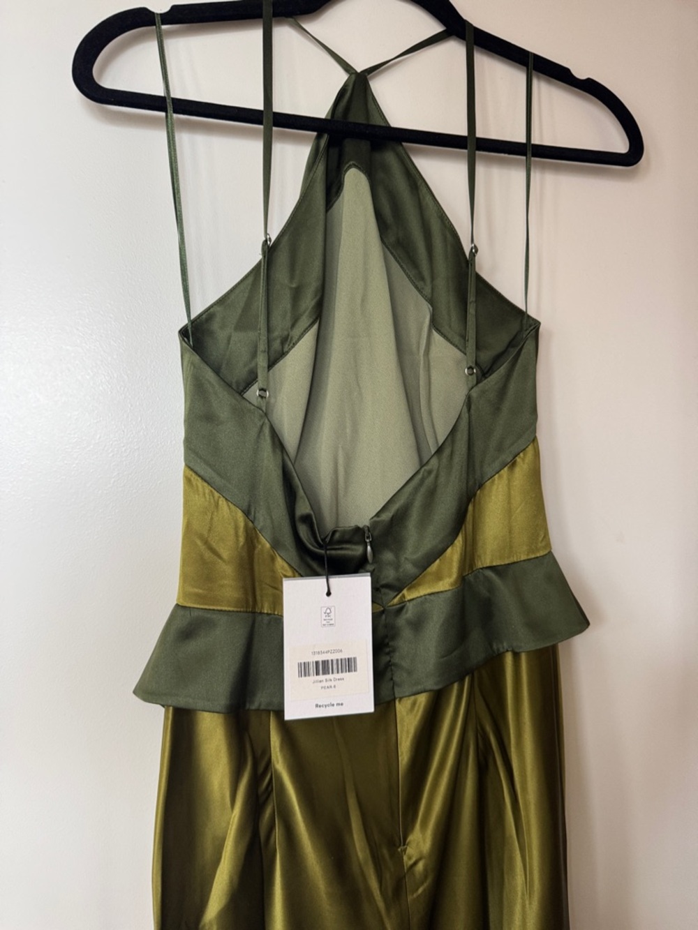 Reformation Jillian Silk Dress Olive Green Maxi Dress - Picture 2 of 7